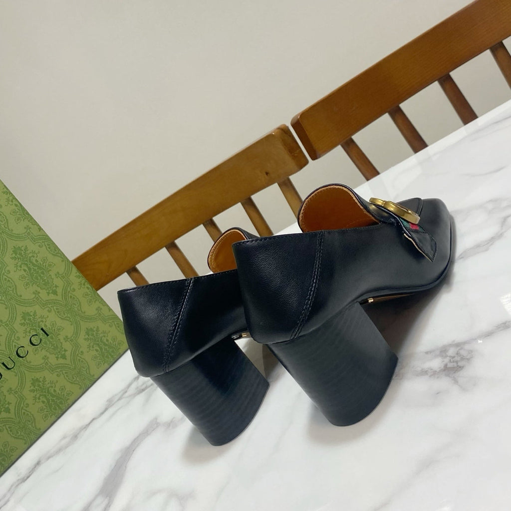 GUCCI 26S  LOAFERS 75 MM IN BLACK CALFSKIN STYLE 1