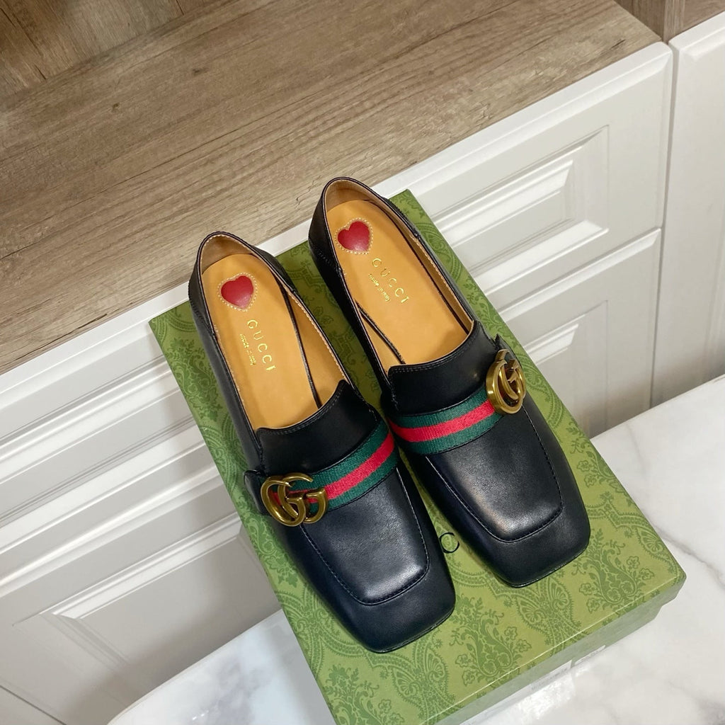 GUCCI 26S  LOAFERS 75 MM IN BLACK CALFSKIN STYLE 1