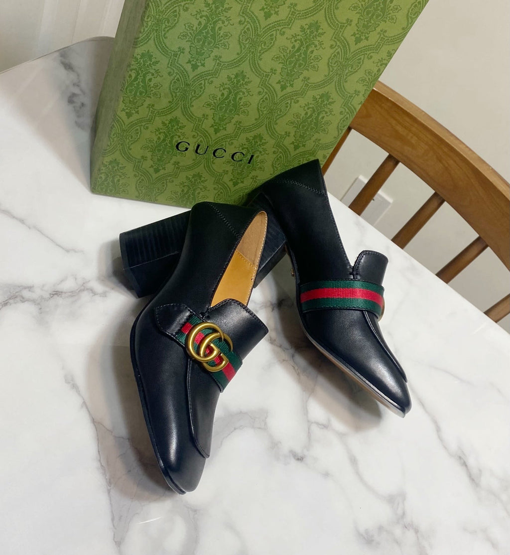 GUCCI 26S  LOAFERS 75 MM IN BLACK CALFSKIN STYLE 1