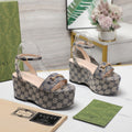 GUCCI Horsebit Wedges Sandals Grey