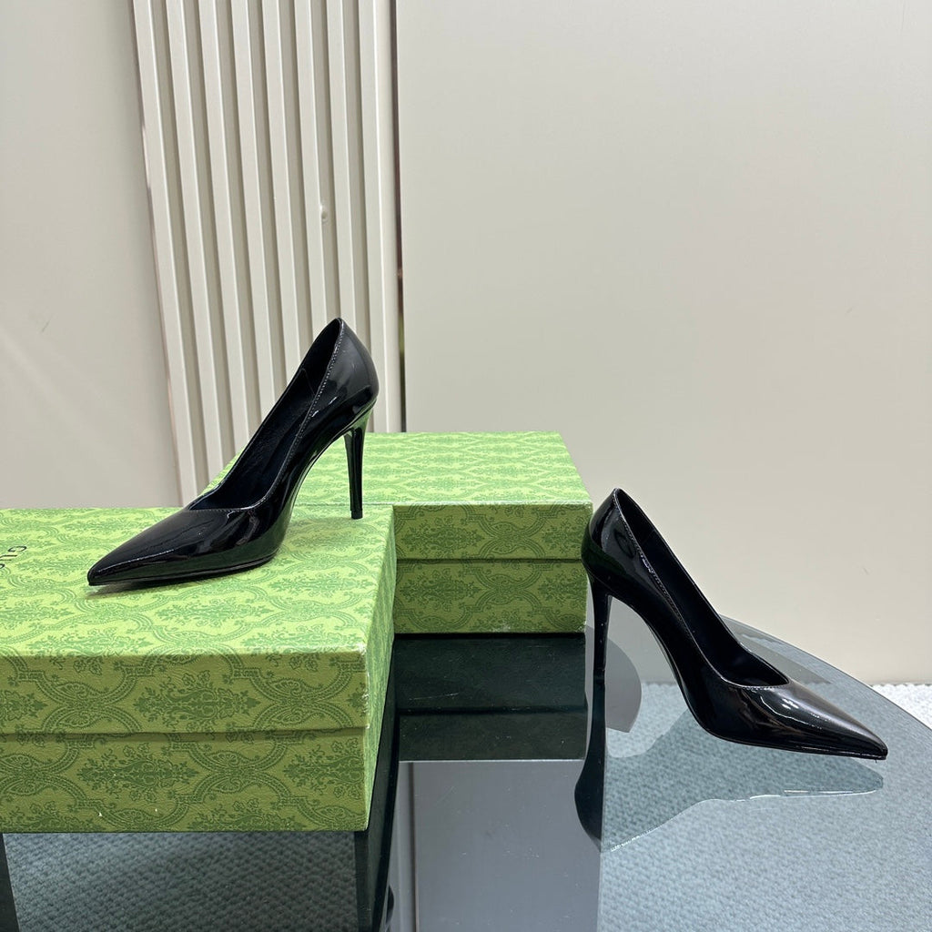 GUCCI 105 HIGH HEEL PUMP BLACK LAMBSKIN