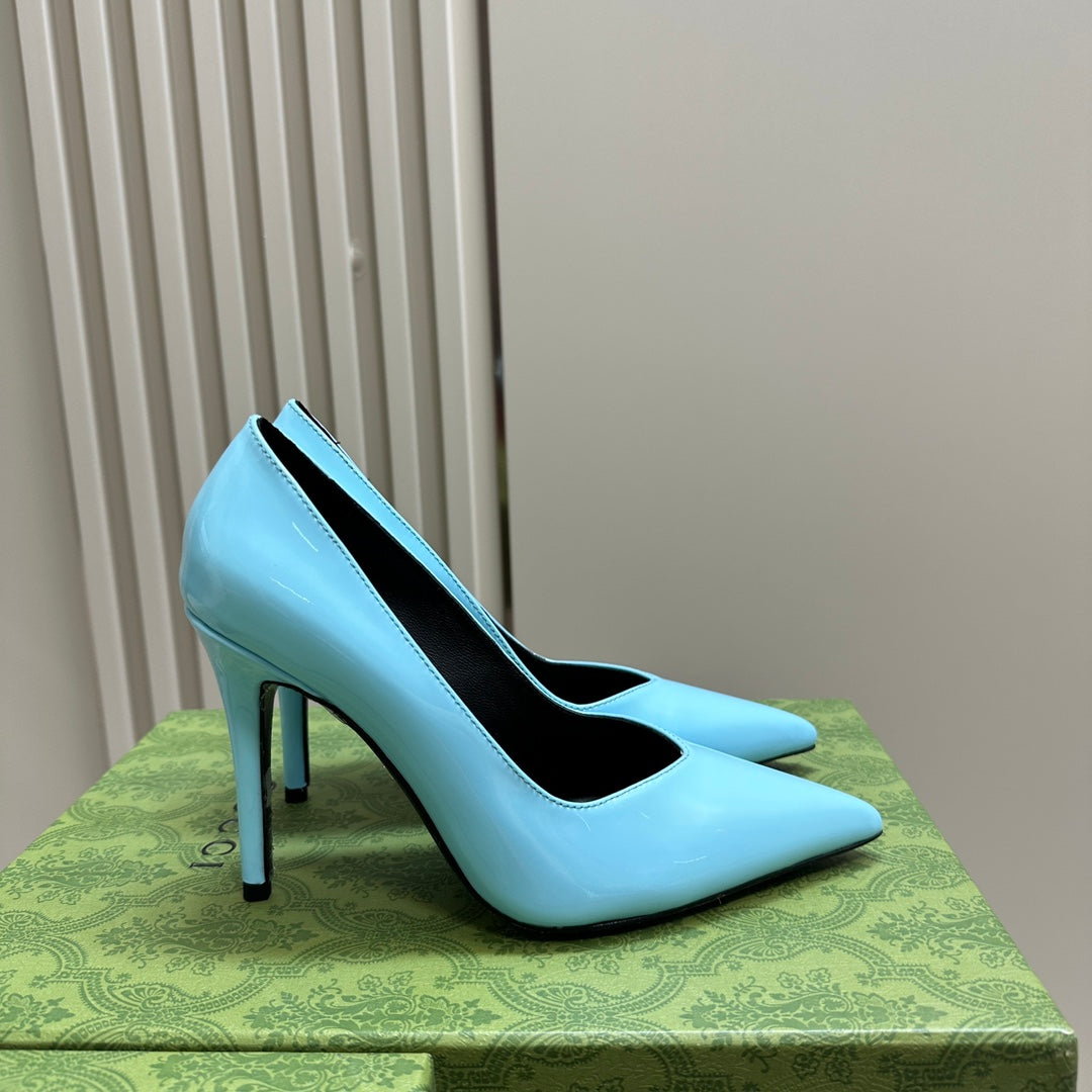 GUCCI 105 HIGH HEEL PUMP SKY LAMBSKIN