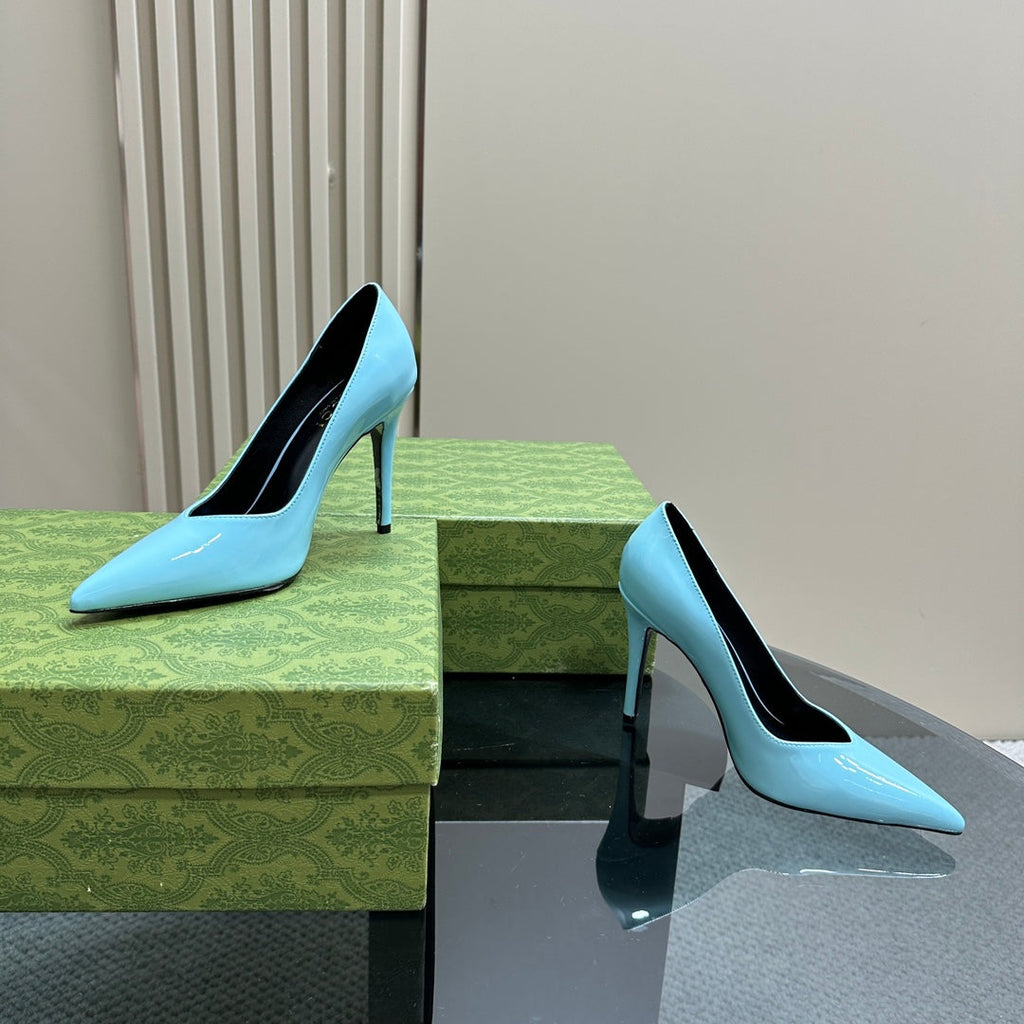 GUCCI 105 HIGH HEEL PUMP SKY LAMBSKIN