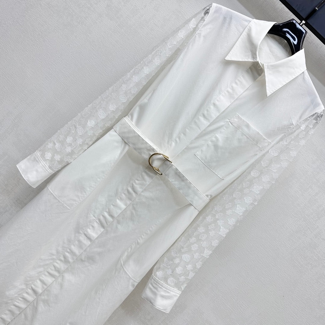 LOUIS VUITTON LV WHITE SHIRT DRESS WITH BELT 263740