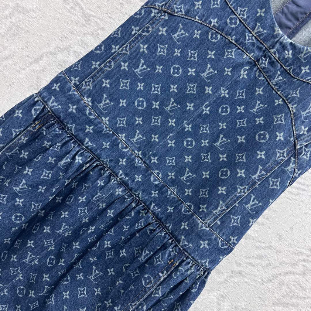 LOUIS VUITTON LV DENIM SLEEVELESS ROUND-NECK DENIM BLAZER DRESS 274793