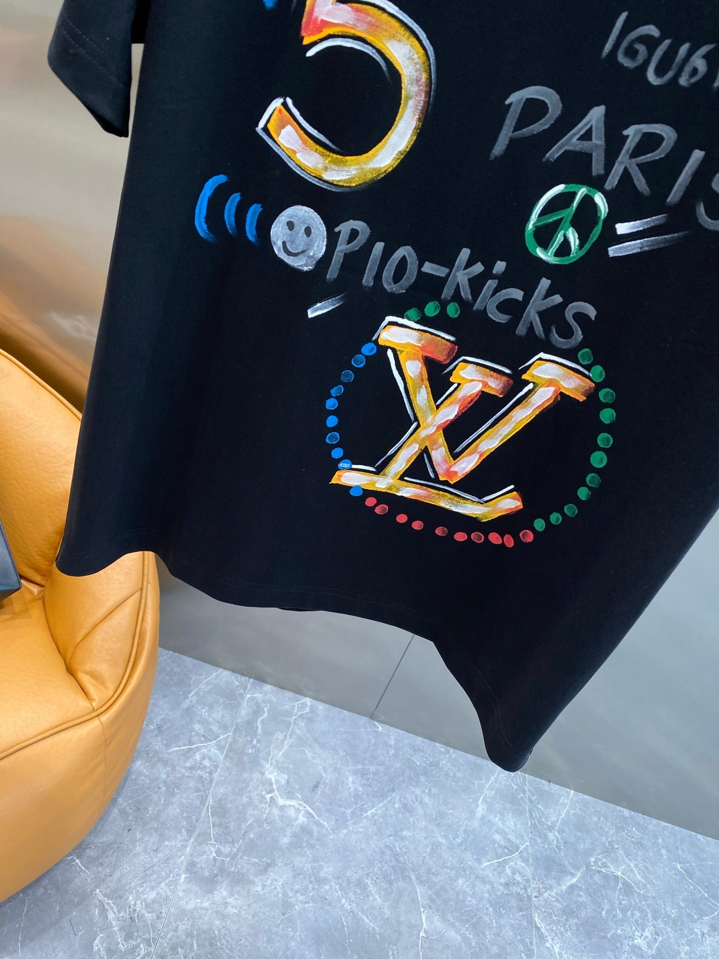 LOUIS VUITTON LV BLACK COTTON GRAFFITI T-SHIRT 238908
