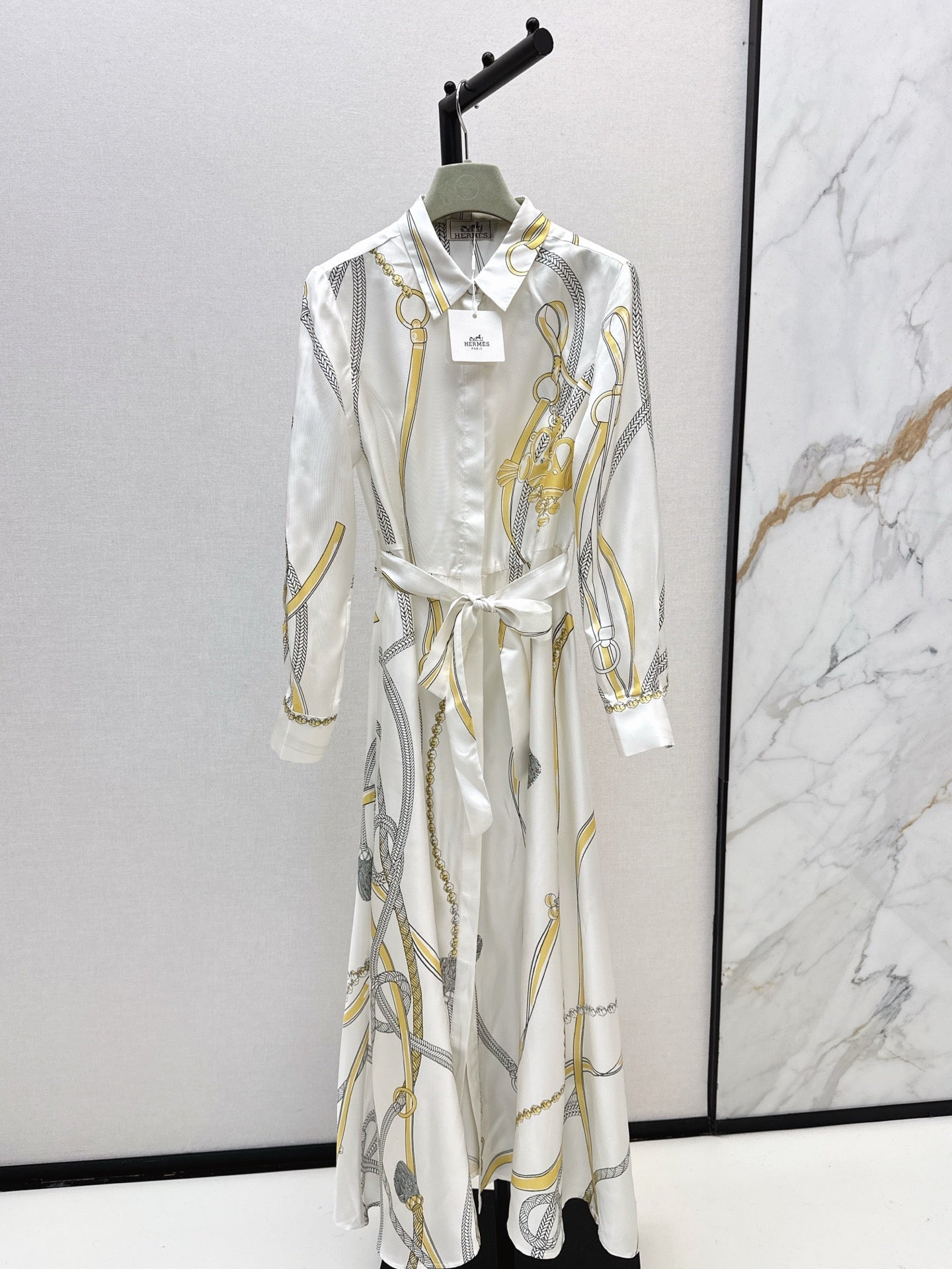 HERMES HERMES 25S LONG SILK DRESS 043