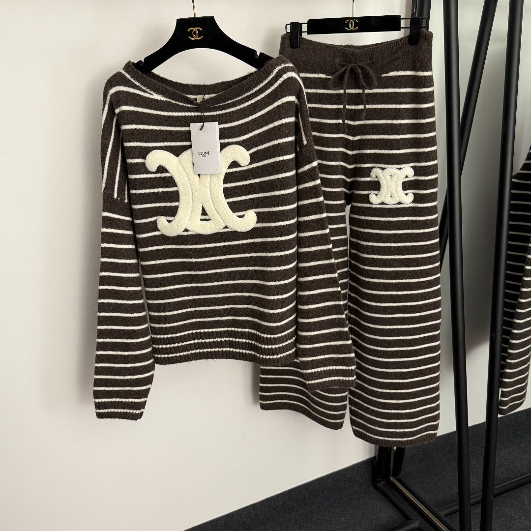 CELINE 25S SWEATER AND WIDE-LEG PANTS SET 0111