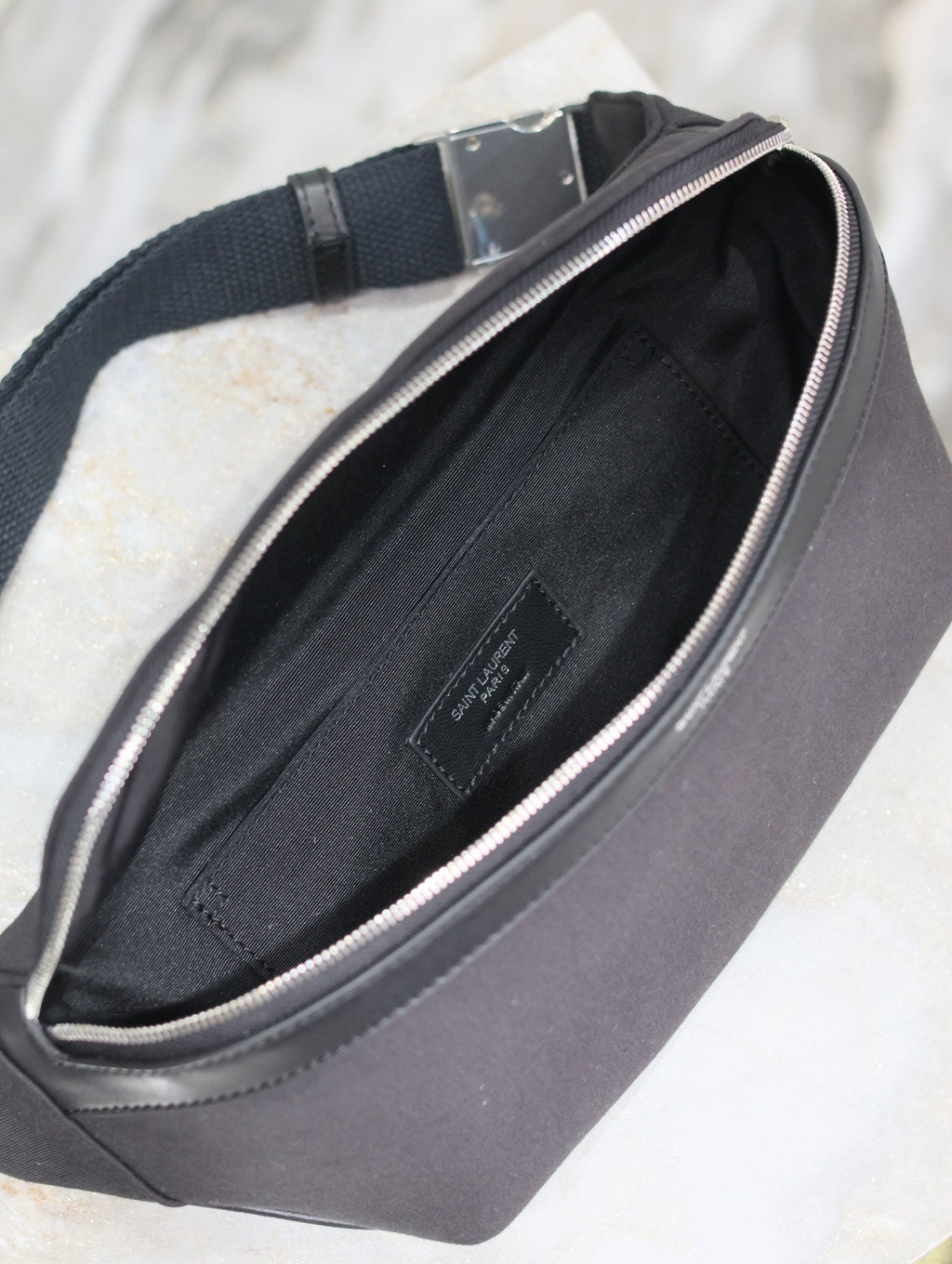 YSL 25S CLASSIC CROSSBODY BAG 26 IN BLACK CANVAS SILVER HARDWARE