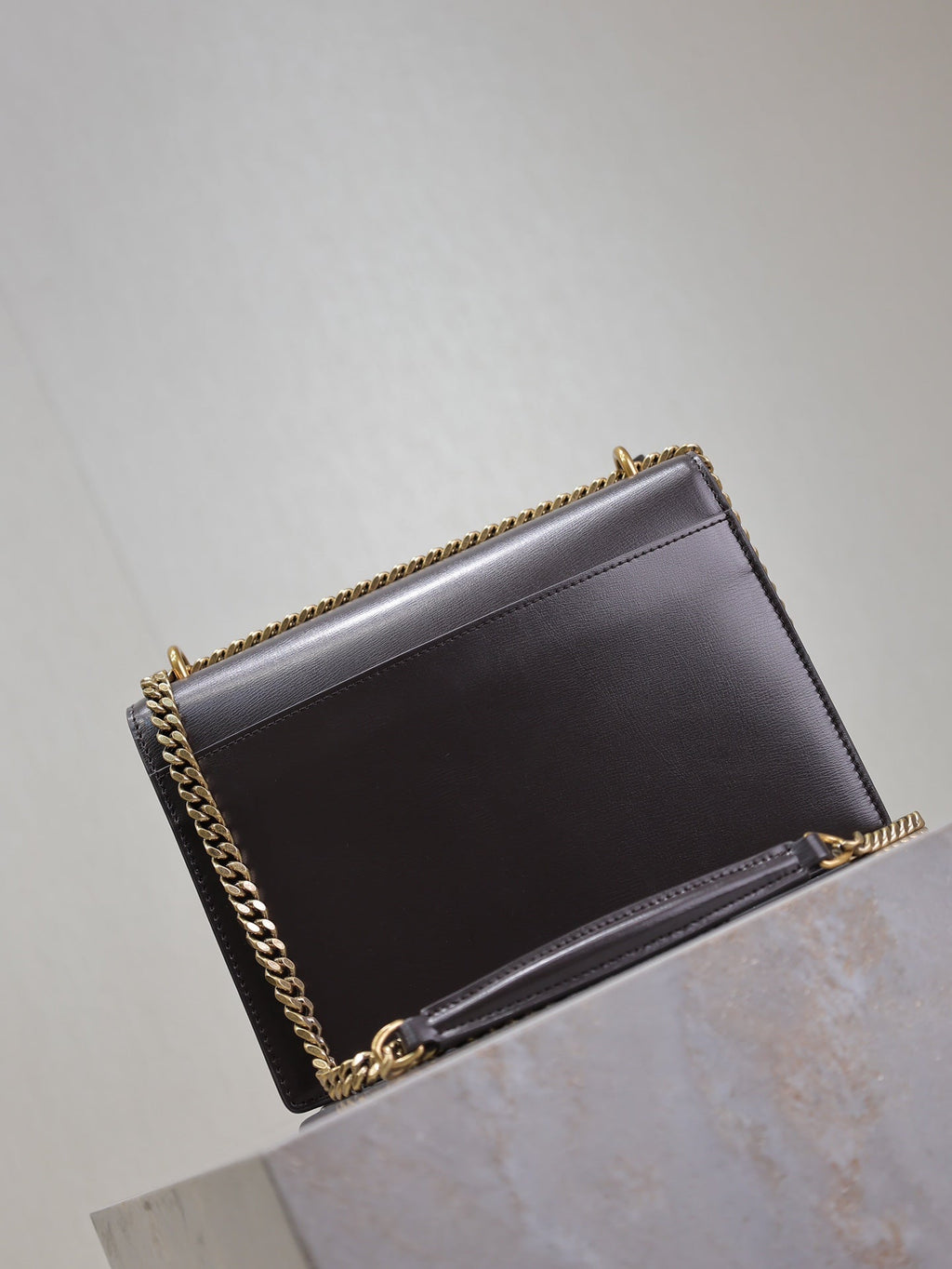 YSL 25S SUNSET BAG 22 IN DARK PURPLE CALFSKIN GOLD HARDWRE