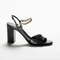 CHANEL sandals black lambskin grosgrain
